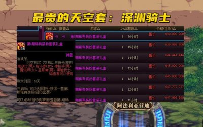 ​DNF：最受争议的天空套，深渊骑士售价6亿，玩家只用2700万搞定