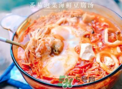 ​番茄泡菜海鲜豆腐汤的做法