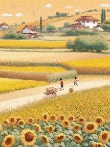 ​治愈系小插画：心若向阳，无惧忧伤。灿烂绽放，繁华如海