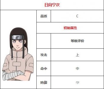 ​火影忍者日向宁次图鉴介绍 曾经的天才